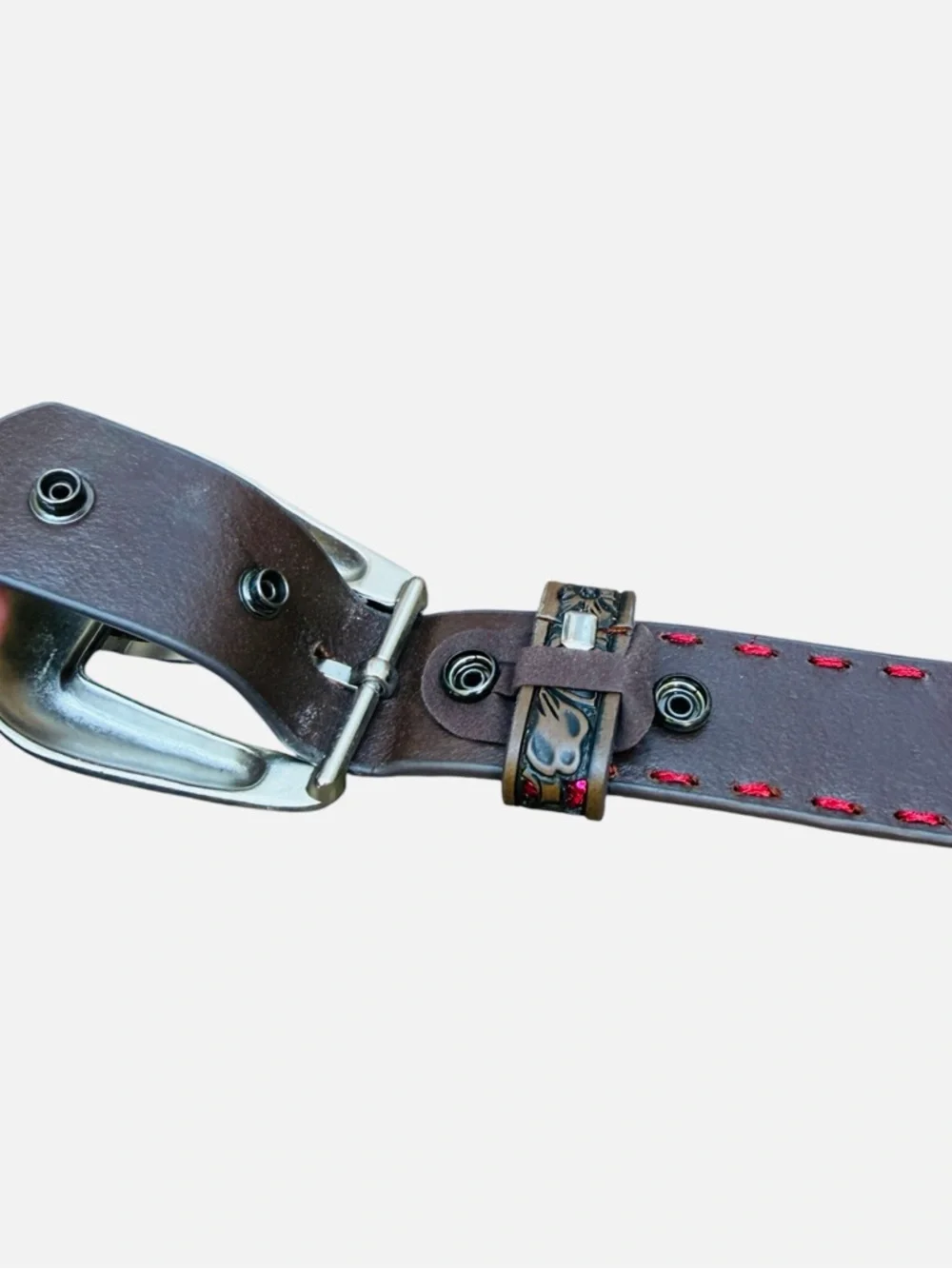 Shyanne Girl’s 26 Tooled Leather Pink Floral Glitter Underlay Western Belt NWOT